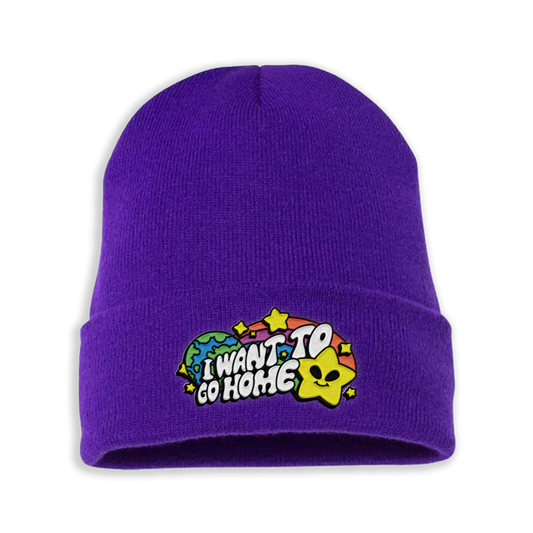 I Want To Go Home Beanie - Purple