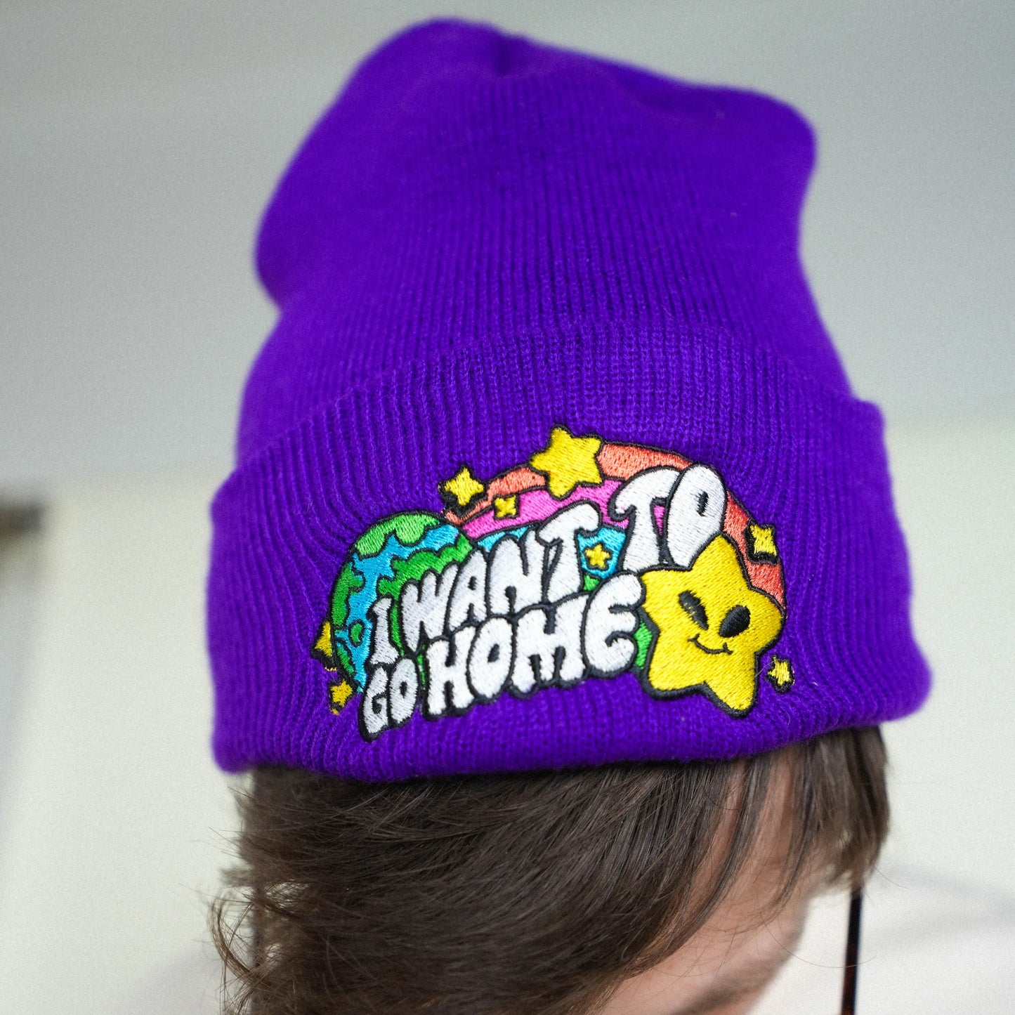 I Want To Go Home Beanie - Purple